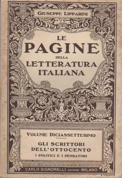 Gli scrittori dell’Ottocento: i romantici - Giuseppe Lipparini - copertina