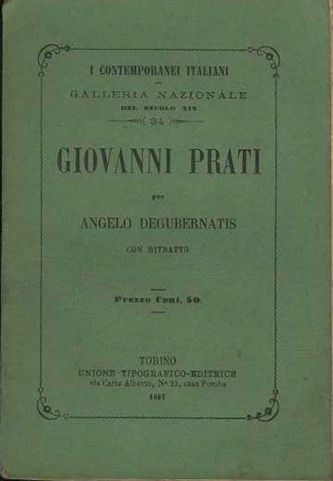 Giovanni Prati. I contemporanei italiani 34 - Angelo De Gubernatis - copertina