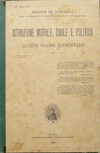 Istruzione morale, civile e politica: quarta classe elementare - Saverio De Dominicis - copertina