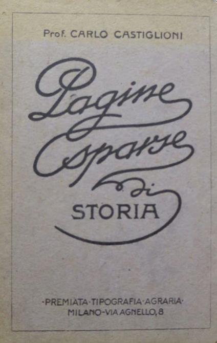 Pagine sparse di storia - Carlo Castiglioni - copertina