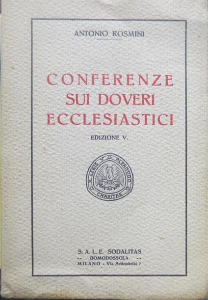 Conferenze sui doveri ecclesiastici - Antonio Rosmini - copertina