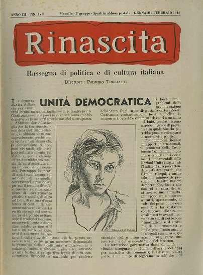 Rinascita: rassegna di politica e di cultura italiana. ANNO III - Palmiro Togliatti - copertina
