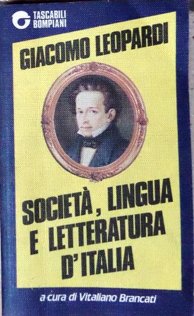 Società, lingua e letteratura d'Italia - Giacomo Leopardi - copertina