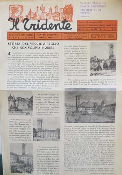 Il tridente: notiziario settimanale di arte e cultura - Aldo Bertoluzza - copertina