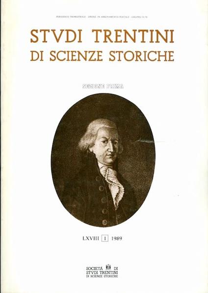 Studi trentini di scienze storiche: rivista della Società di studi per la Venezia Tridentina, Sezione prima - copertina