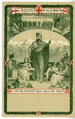 Cartolina commemorativa del XVII Congresso della Società Dante Alighieri. Societa’ Dante Alighieri Genova. Genova, 24-26.X.1906