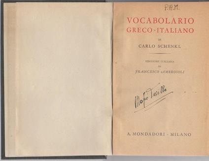 Vocabolario greco-italiano - Karl Schenkl - copertina