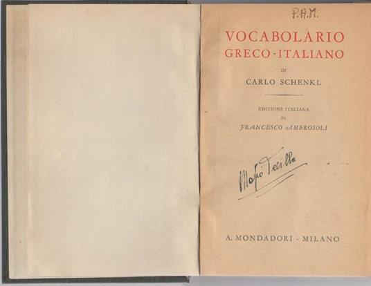 Vocabolario greco-italiano - Karl Schenkl - copertina