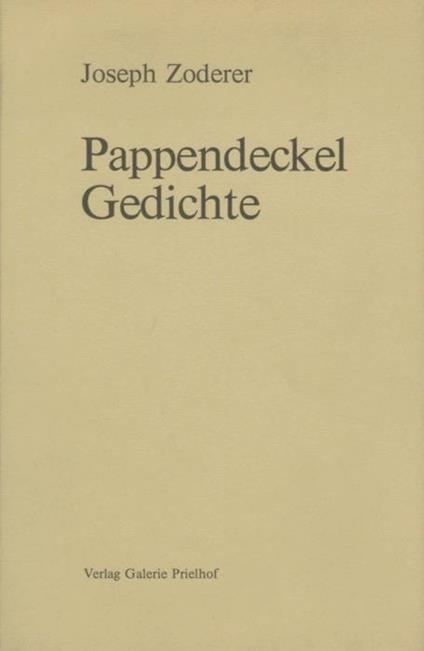 Pappendeckel: Gedichte - Joseph Zoderer - copertina