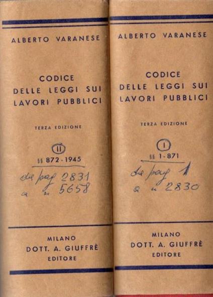 Codice delle leggi sui lavori pubblici - Alberto Varanese - copertina