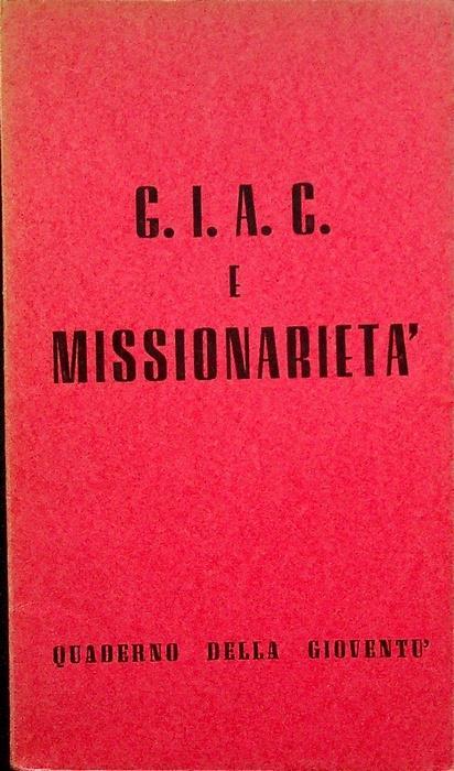 G.I.A.C. E Missionarietà - copertina