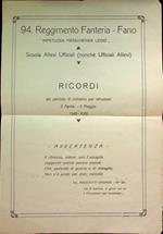 94. Reggimento Fanteria - Fano: Scuola Allievi Ufficiali: Ricordi Del Periodo Di Richiamo Per Istruzioni: 3 Aprile - 3 Maggio 1940 - Xviii. Ai Camerati Della Via Sezione
