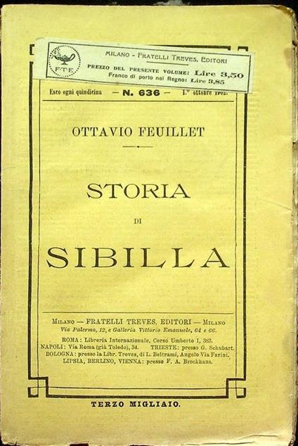 Storia di Sibilla. Biblioteca amena 636 - Octave Feuillet - copertina