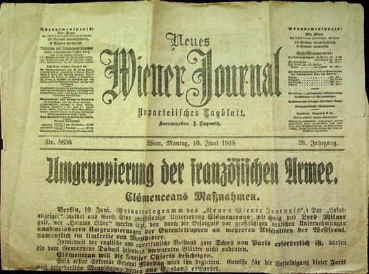 Neues Wiener Journal: Wien, 10 Juni 1910: Umgruppierung der französischen Armee. N. 8836 - copertina