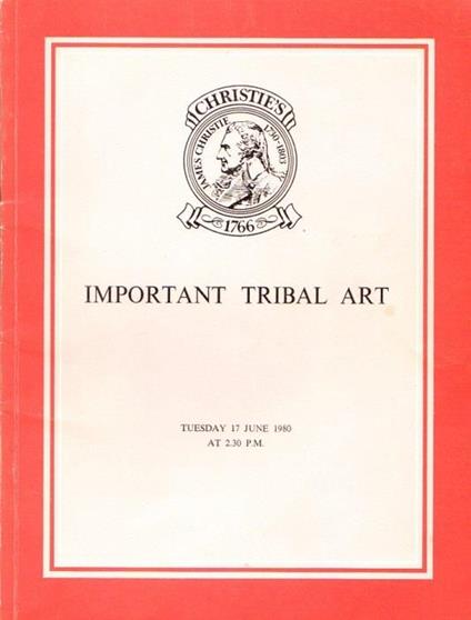 Important Tribal Art: The proprieties of: Leon Karchmer e Charles Wentinck and from various sources. Tuesday 17 June 1980 - copertina