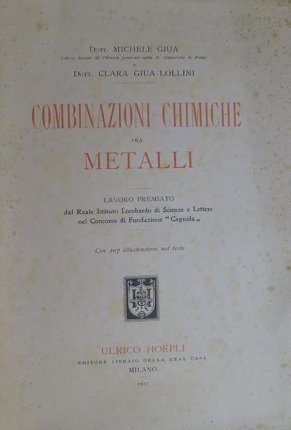 Combinazioni chimiche fra metalli - Michele Giua - copertina