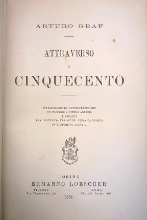 Attraverso il Cinquecento - Arturo Graf - copertina