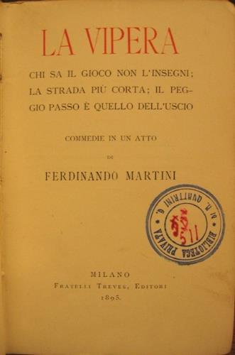 La vipera - Ferdinando Martini - copertina
