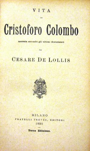 Vita di Cristoforo Colombo - Cesare De Lollis - copertina
