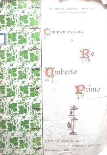 Commemorazione di Re Umberto I - Giuditta Comani Mariani - copertina