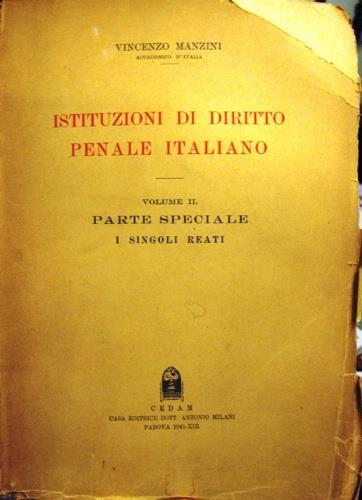 Istituzioni di diritto penale italiano - Vincenzo Manzini - copertina