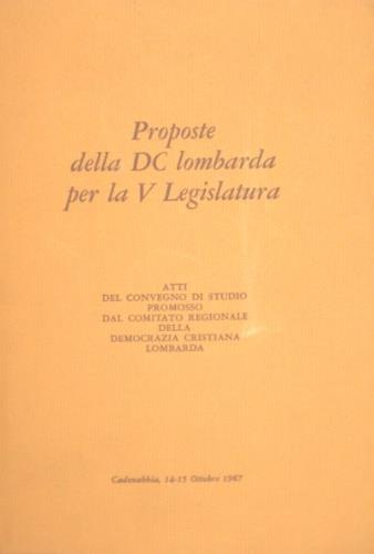 Proposte della DC lombarda per la V legislatura - copertina