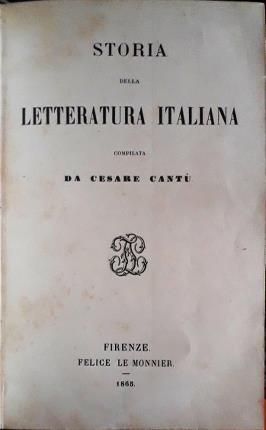 Storia della letteratura italiana - Cesare Cantù - copertina