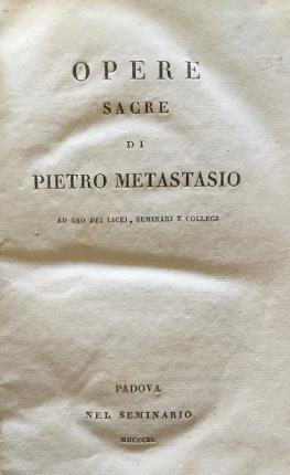 Opere sacre. Vol X - Pietro Metastasio - copertina