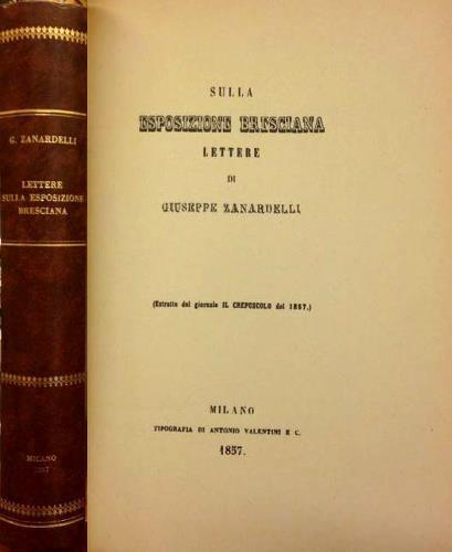 Lettere sulla esposizione bresciana - Giuseppe Zanardelli - copertina