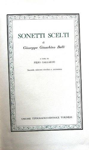 Sonetti scelti - Giuseppe Gioacchino Belli - copertina