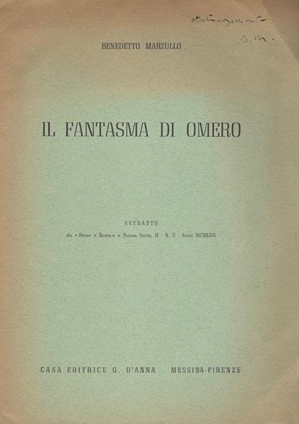 Il fantasma di Omero - Benedetto Marzullo - copertina