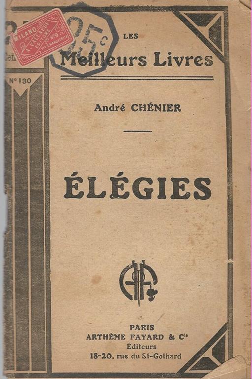 Elegies - André Chenier - copertina