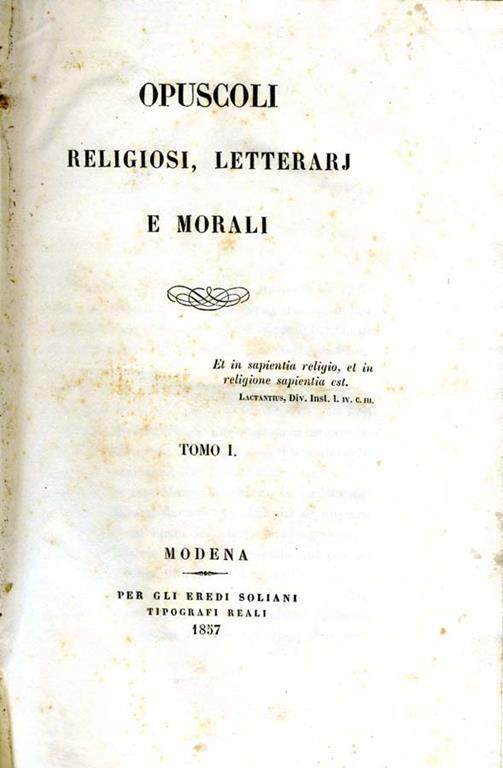 Opuscoli Religiosi, Letterarj E Morali - copertina