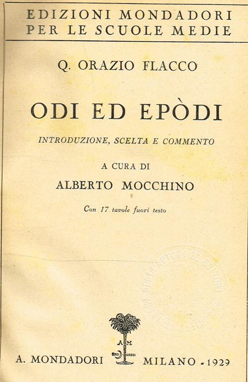 Odi Ed Epodi - Q. Flacco Orazio - copertina