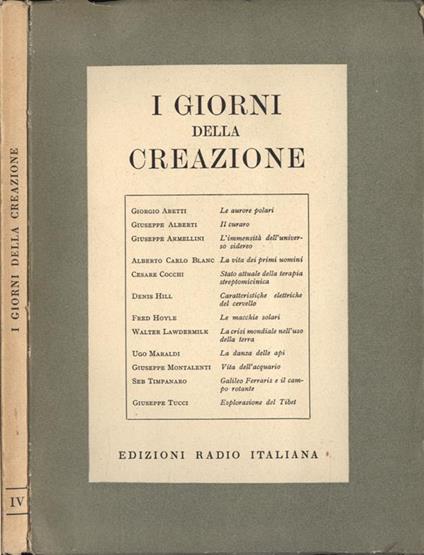 I giorni della creazione - copertina