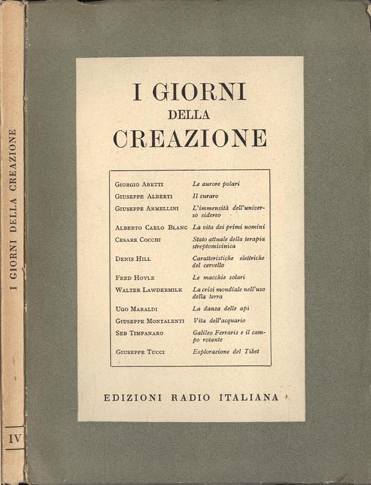 I giorni della creazione - copertina
