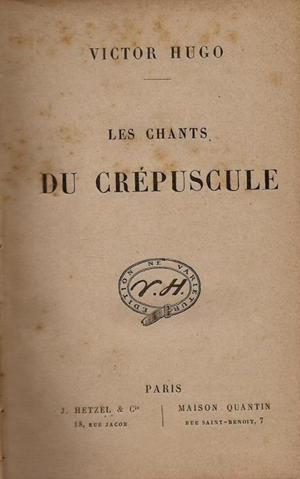 Les chants du crépuscule - Victor Hugo - copertina