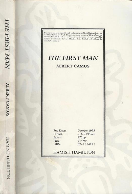 The first man - Albert Camus - copertina