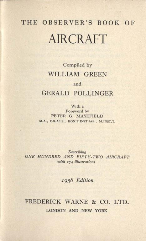 The observer' s book of aircraft - William H. Green - copertina