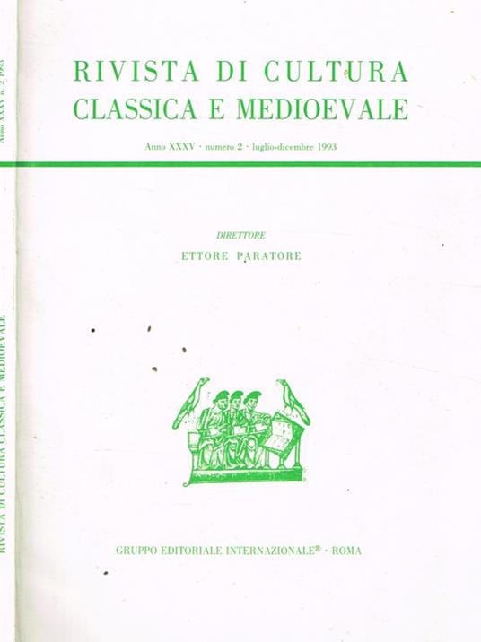 Rivista Di Cultura Classica E Medioevale Anno Xxxv N.2 - Ettore Paratore - copertina