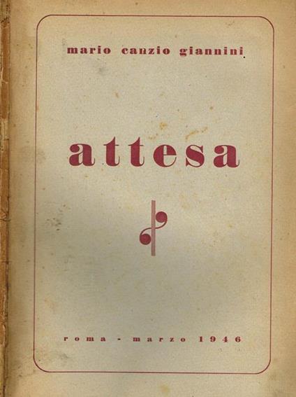 Attesa - Mario Canzio Giannini - copertina