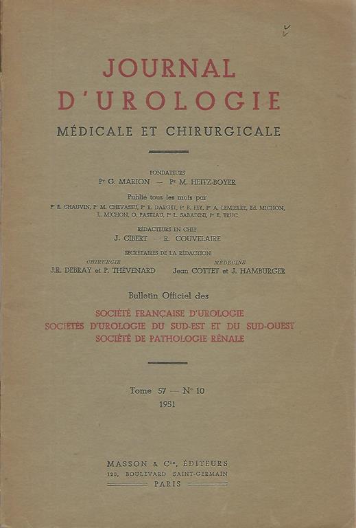 Journal d'Urologie. Medicale et Chirurgicale - copertina