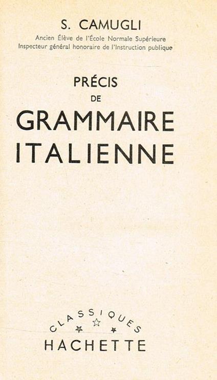 Precis De Grammaire Italienne - copertina