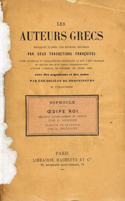 Les Auteurs Grecs. Sophocle. Oedipe Roi - copertina