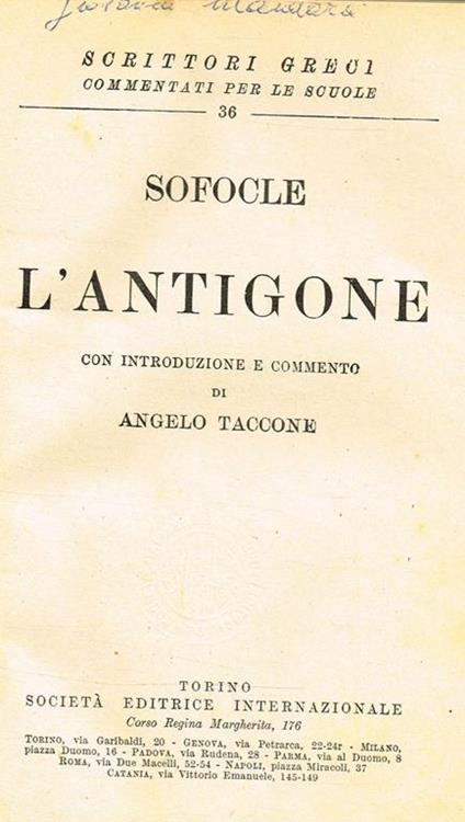 L' Antigone - Sofocle - copertina