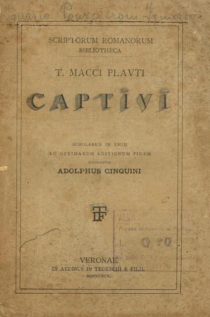 Captivi - T. Maccio Plauto - copertina