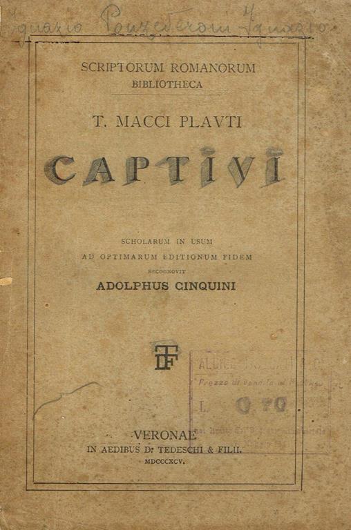 Captivi - T. Maccio Plauto - copertina