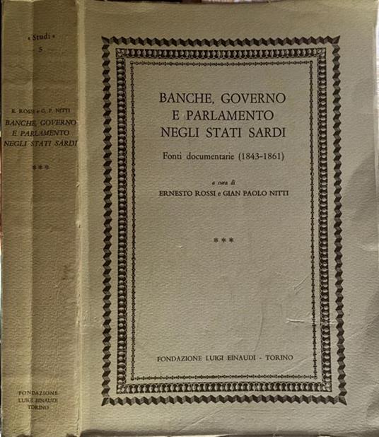 Banche, Governo, Parlamento negli stati Sardi - copertina