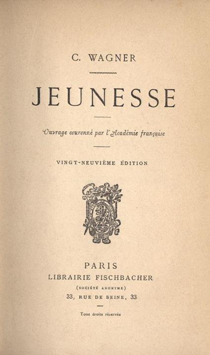 Jeunesse - Charles Wagner - copertina
