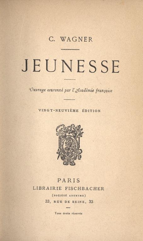Jeunesse - Charles Wagner - copertina